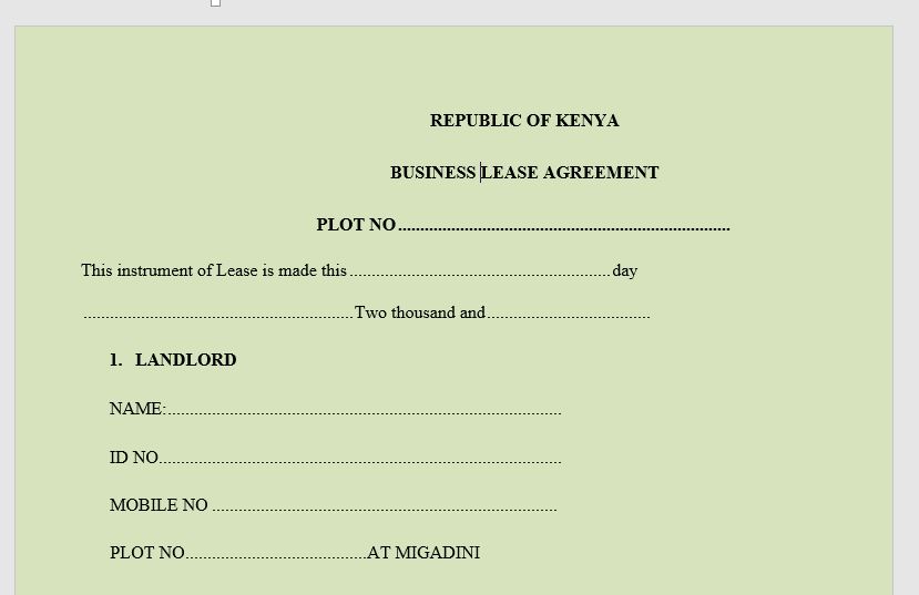 BUSINESS LEASE AGREEMENT